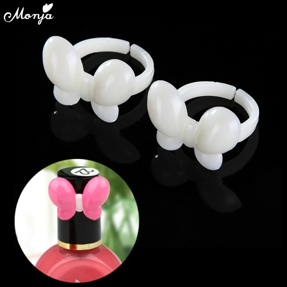 

Monja 50Pcs Butterfly Nail Polish Color Display Tips Fake Nail Ring Board Practice Ring Natural Full Cover Nail Art Tools