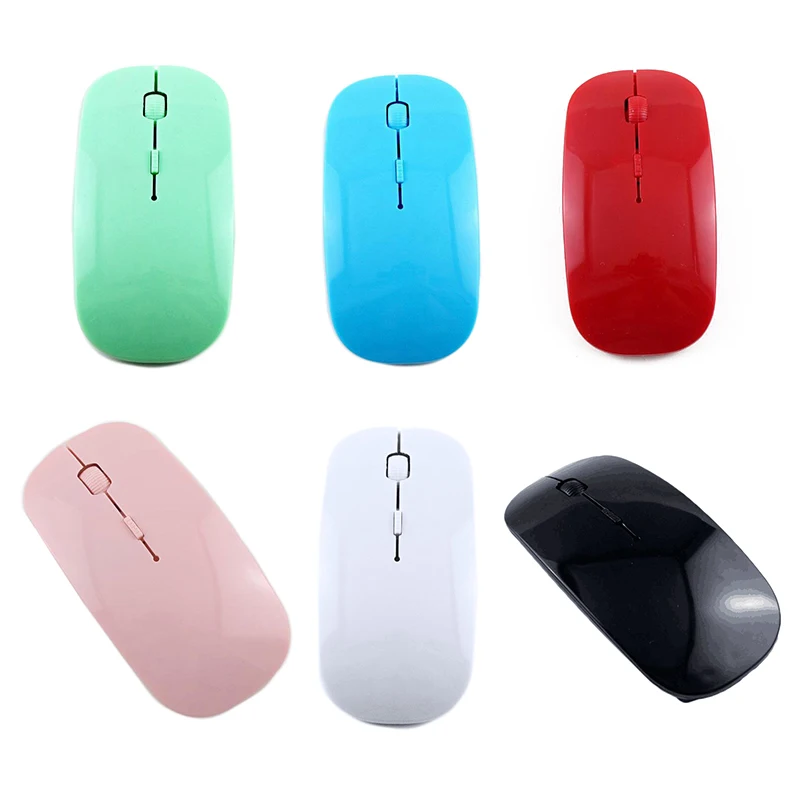 

New Ultra-thin Wireless Mouse 2.4G 1600DPI Mini Mice For Android Phone Tablet PC Laptop (Black/ White/ Blue/ Red)