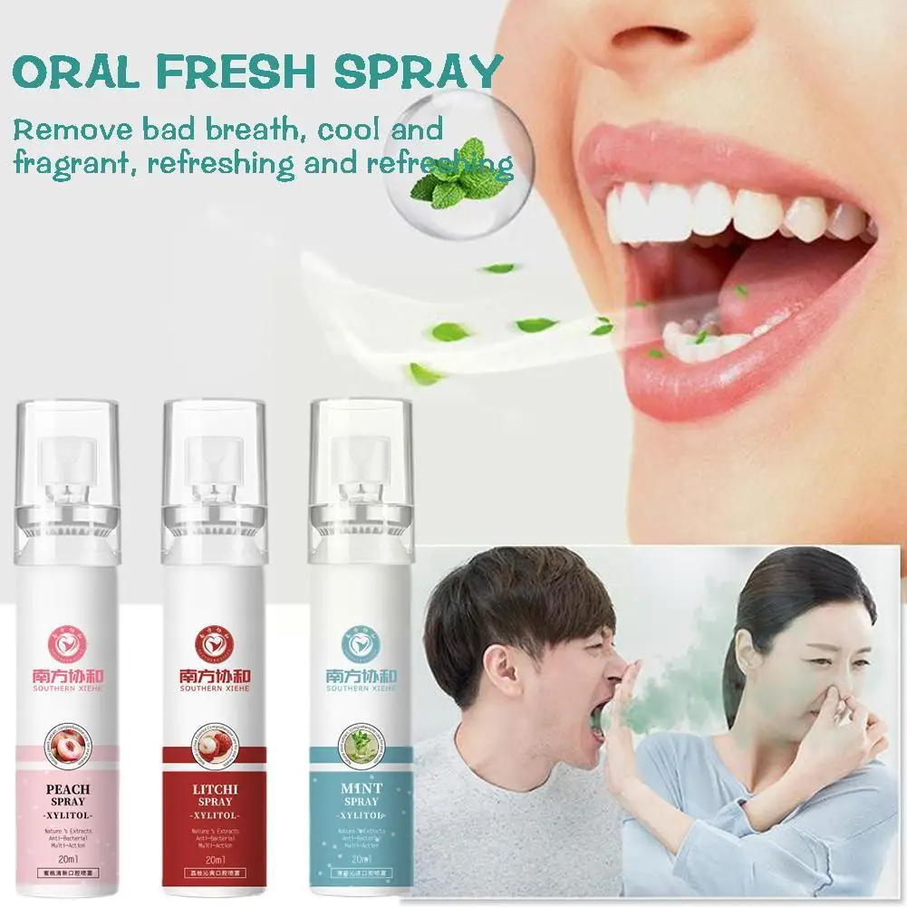 

20ml Oral Fresh Spray Litchi Peach Flavor Freshener Spray Persistent Breath Mouth Portable Fragrance Female Deodorant Spray O5B1