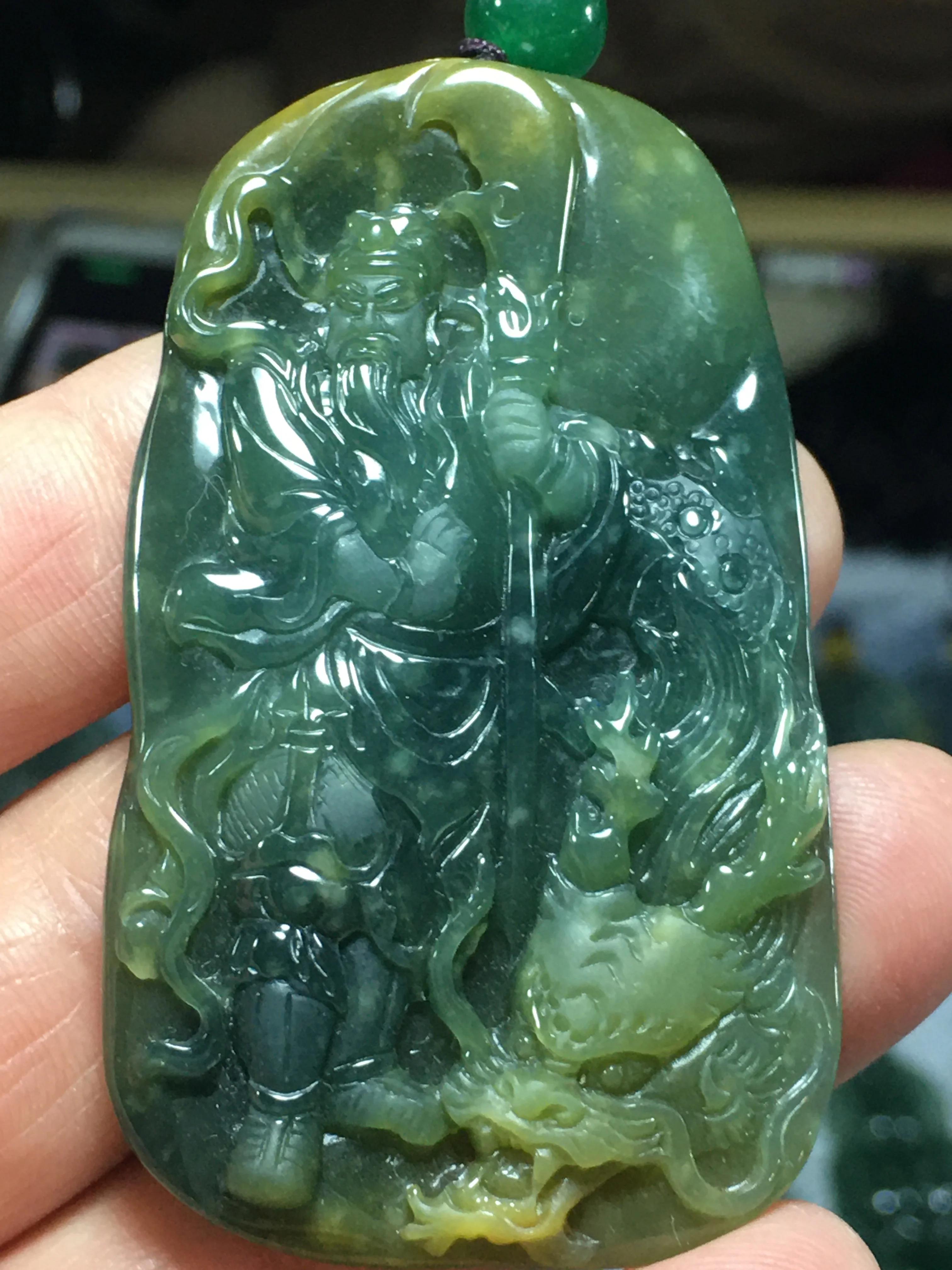 

Natural 7A Myanmar handcarved jade Buddha guan gong green jade pendant jade green necklace pendants jewelry jade necklaces men