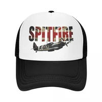 union jack spitfire trucker hat adjustable unisex supermarine fighter pilot airplane jet baseball cap hip hop snapback caps
