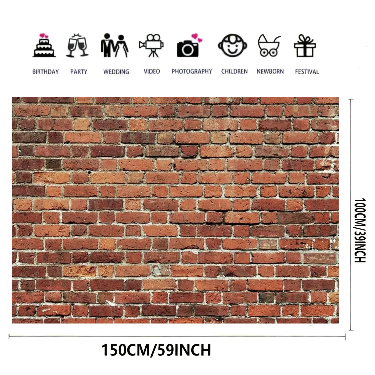 150*100 см красный кирпичная стена фон ткань подходит для дней рождения вечеринки