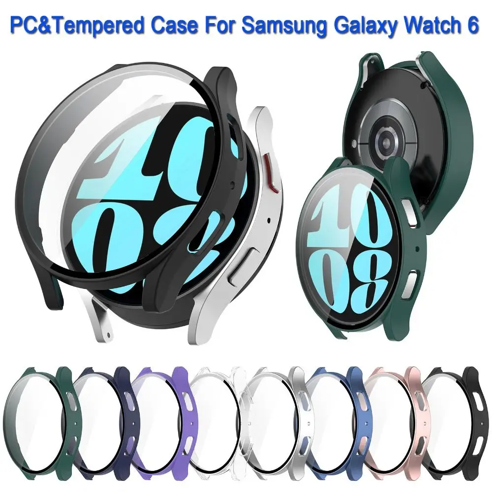 

Полностью поликарбонатный защитный чехол для Samsung Galaxy Watch 6 40/44 мм, Защитные чехлы для экрана + пленка из закаленного стекла, прозрачные аксессуары