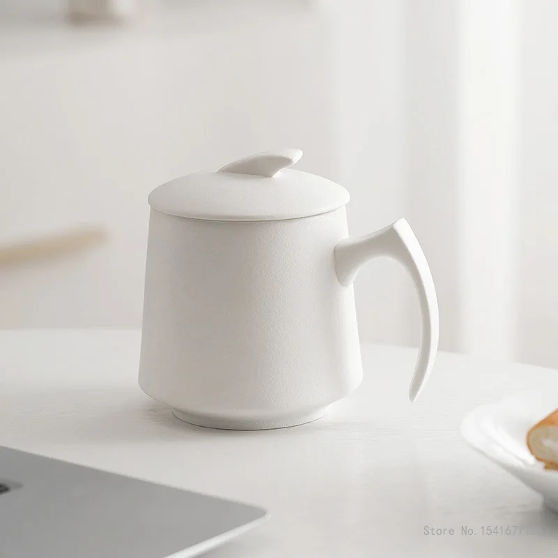 

1pc Creative 500ML Tea Water Separation Filter Cup With Lid White Black Mug Ceramic Home Room Office Supplies Portable Gift