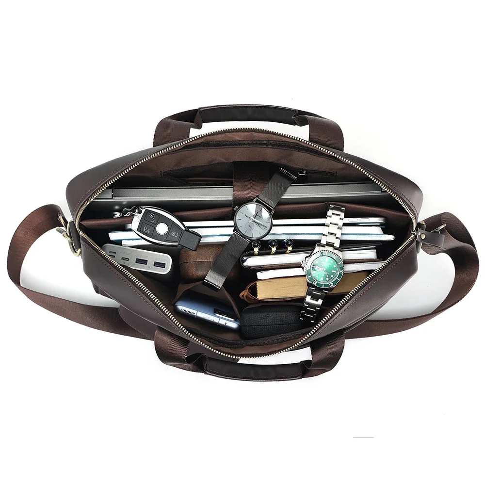 Кожаная сумка для ноутбука портфель мужская дорожная Курьерская в стиле ретро