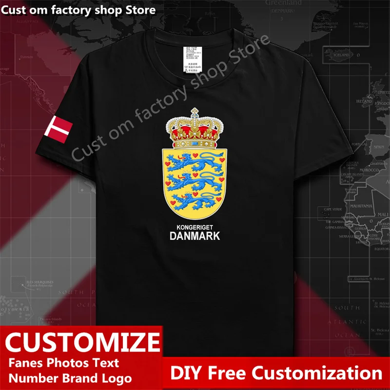 Дания Датская хлопковая футболка на заказ Джерси фанаты DIY Имя Номер логотип