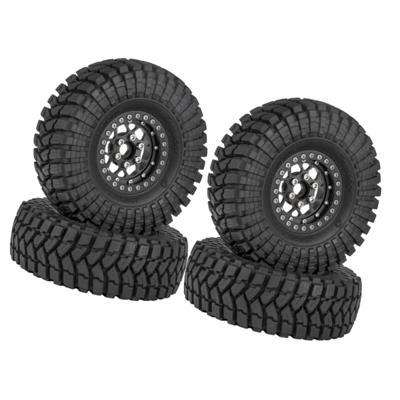 

4PCS 110Mm 1.9 Beadlock Wheel Rim Tire Set for 1/10 RC Crawler Car Traxxas TRX4 RC4WD D90 Axial SCX10 II III Redcat,2 Black