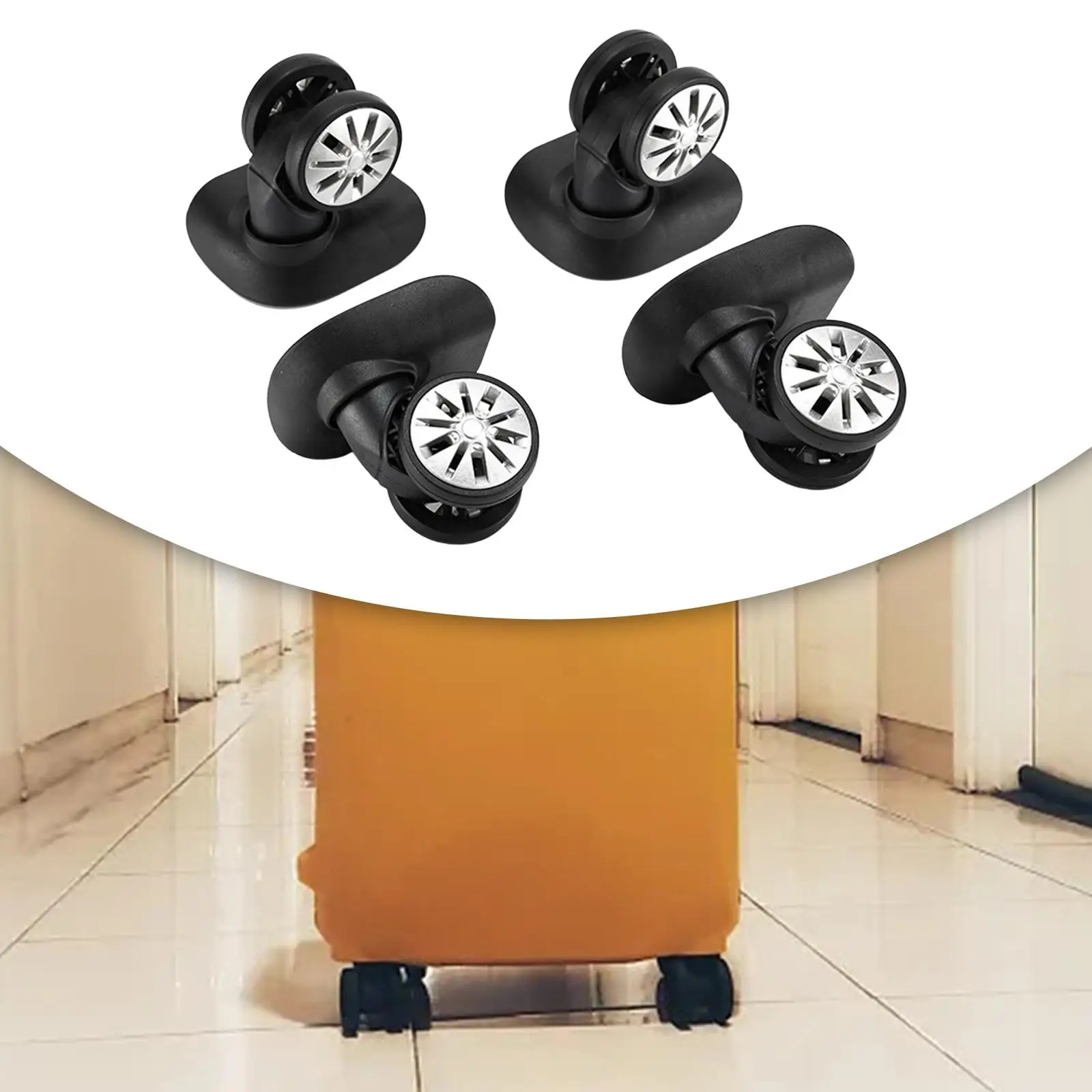

4 Pieces Luggage Wheels Quiet 360 Degree Rotation Strong Bearing Capacity Black Caster Wheels for Travel Bag Customs Box