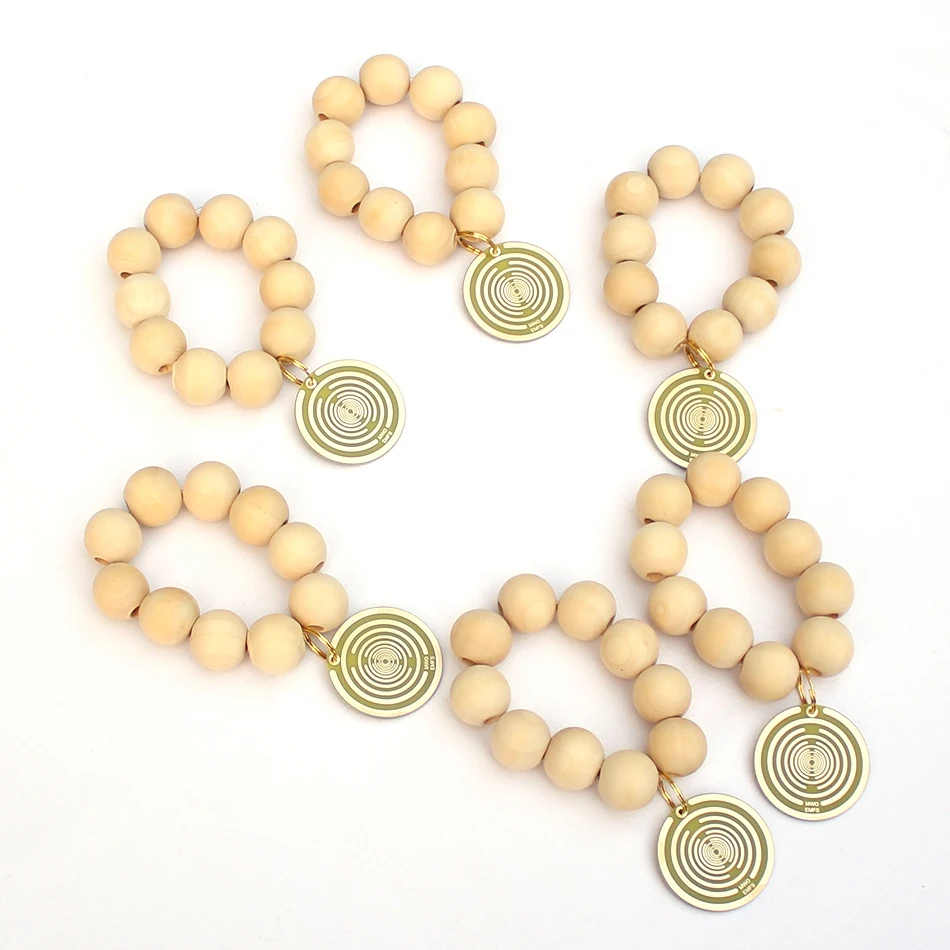 Набор из 6 деревянных бусин ручной работы для салфеток с позолоченным