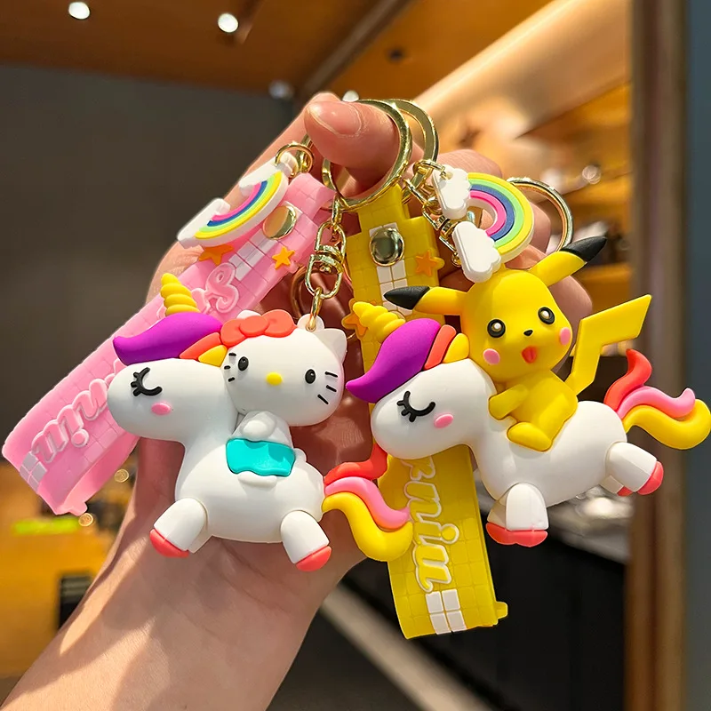 

Милые Брелоки для ключей с героями мультфильма Disney, Микки, Минни, Пикачу, Стич, школьная сумка, подвеска, украшение для телефона с Дональдом и...