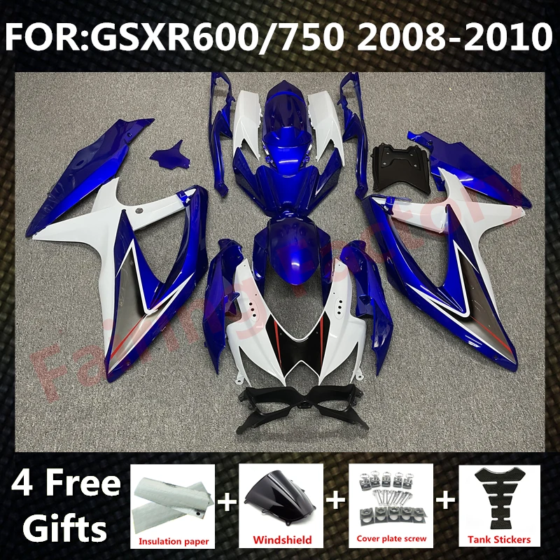 

NEW ABS Motorcycle Whole Fairing kit fit for GSXR600 750 08 09 10 GSXR 600 GSX-R750 K8 2008 2009 2010 Fairings set blue white