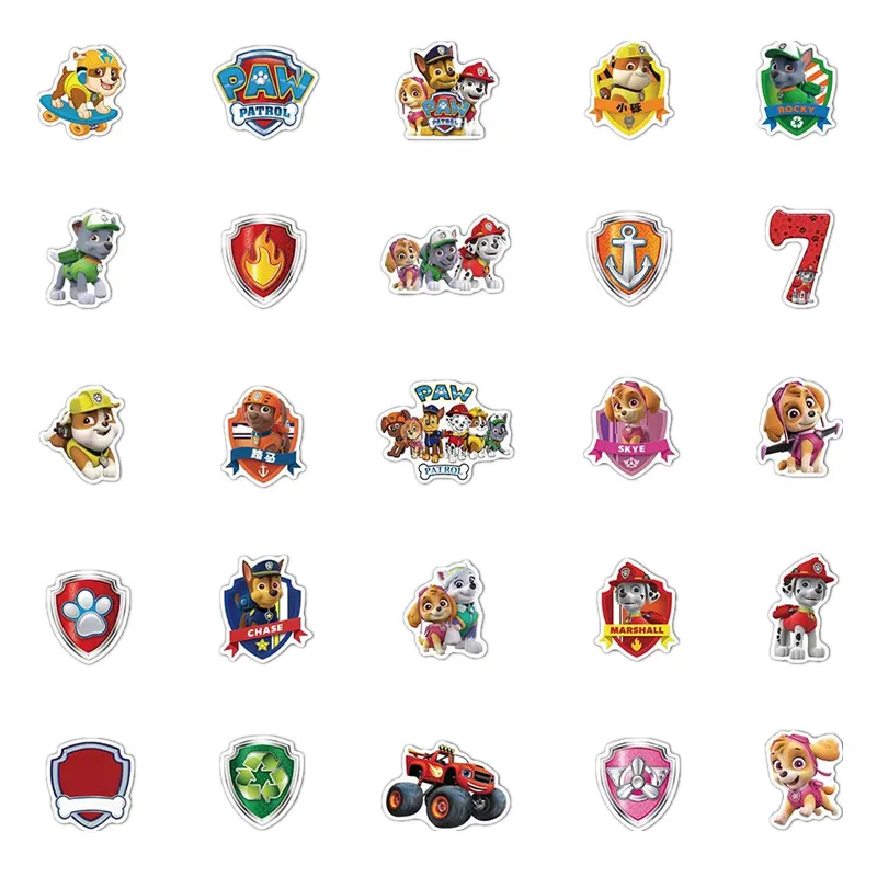 50pcs Not Repeat Dog PAW Patrol Stickers Toys Puppy Paw Birthday Travel Case Luggage Notebook Sticker Waterproof |
