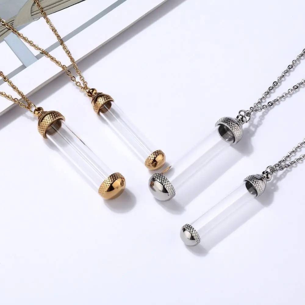 Золотое серебряное стеклянное ожерелье в форме флакона сделай сам для золы песок