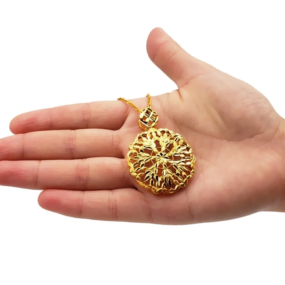 

New RoseL Arab Bride Arab Women Jewelry High Quality Necklace Luxury Jewelry 24K Gold Jewelry Necklace Dubai 24K Gold