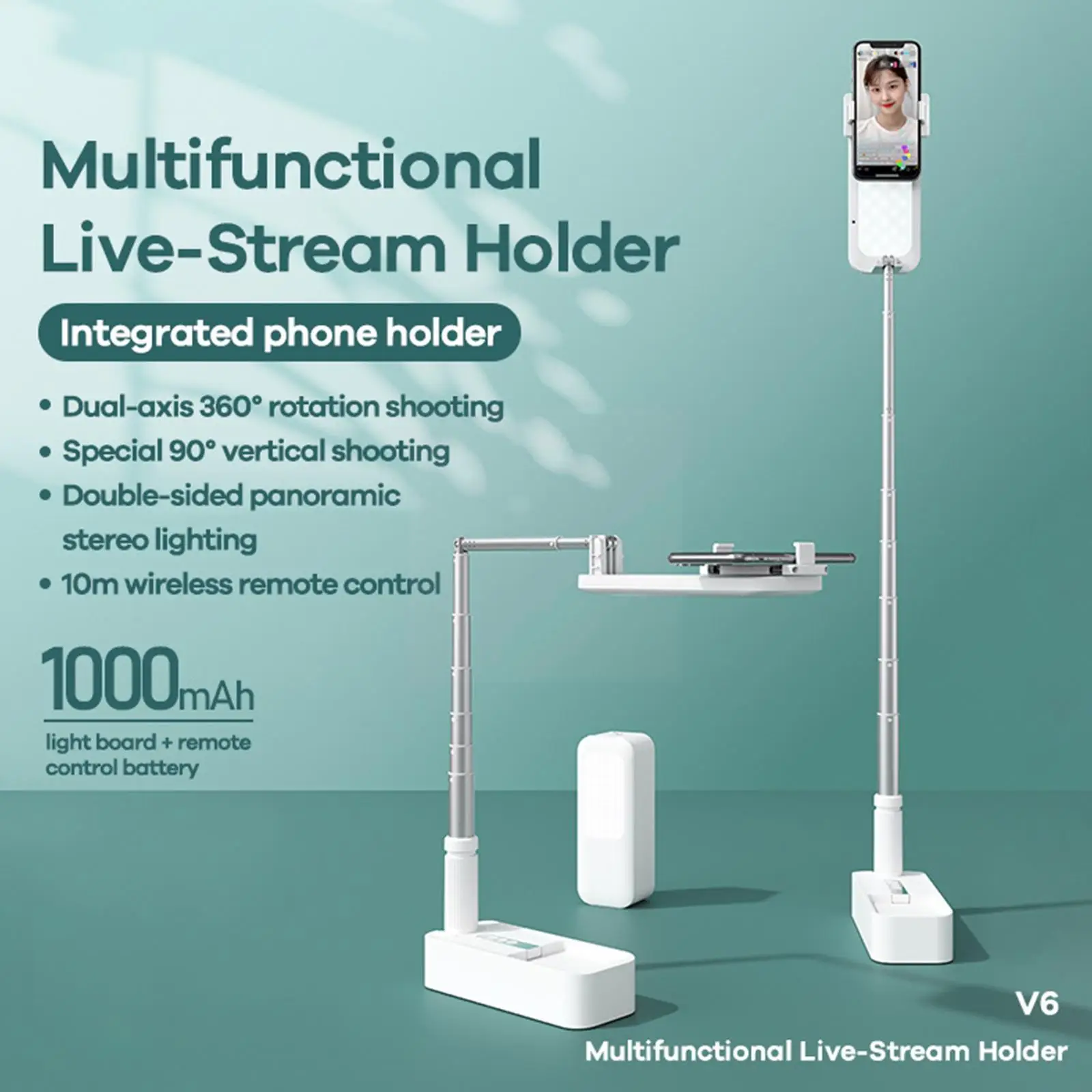 

Selfie Stand LED Video Foldable Bracket 360° Rotable Phone Holder For Youtube Vlog Live Stream Bluetooth Wireless Selfie St C0N7