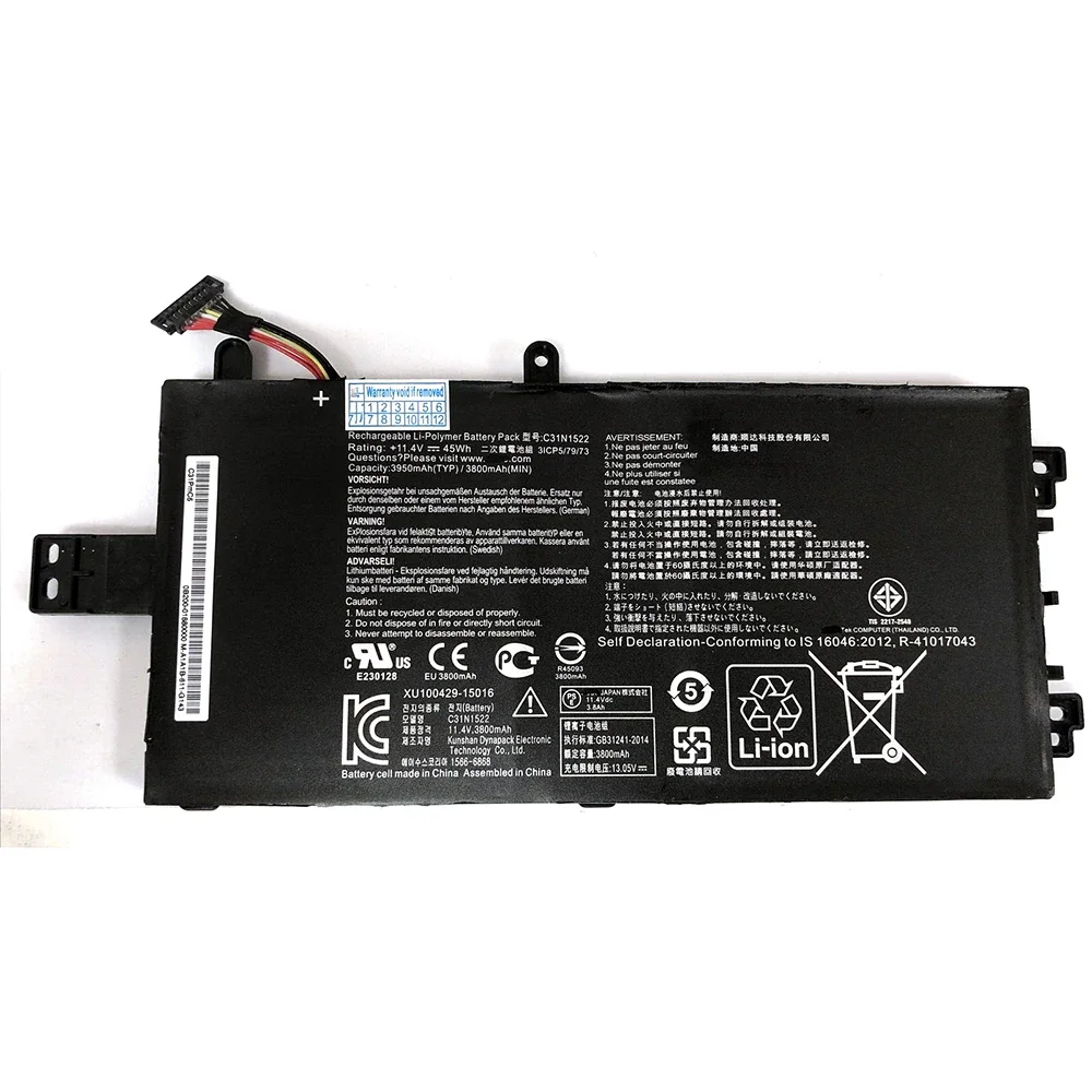 C31N1522 Оригинальный аккумулятор для ноутбука Asus Q553U Q553UB N593UB N593UB-1A серии 3ICP5/79/73