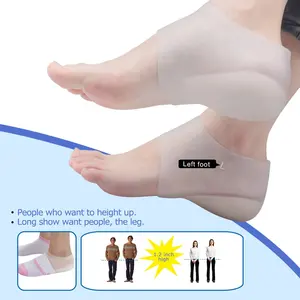 Foot Heel Protector Increase Silicone Half Insole Insert Invisible Heightening Pad Anti-crack Unisex Feet Care