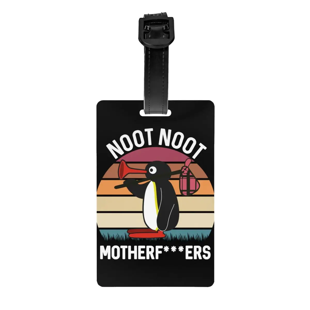 

Custom Funny Penguin Meme Luggage Tag With Name Card Pingu Noot Noot Privacy Cover ID Label for Travel Bag Suitcase