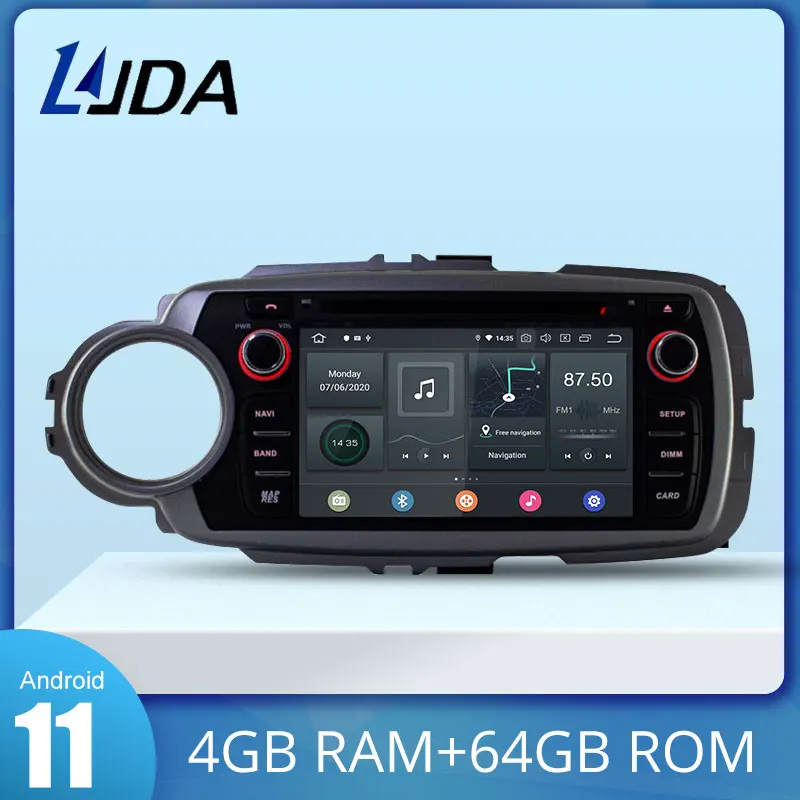 

LJDA Android 11 Car DVD Player For Toyota Yaris 2012-2017 Wifi GPS Navigation Stereo 2 Din Car Radio 4G+64G Multimedia DSP IPS