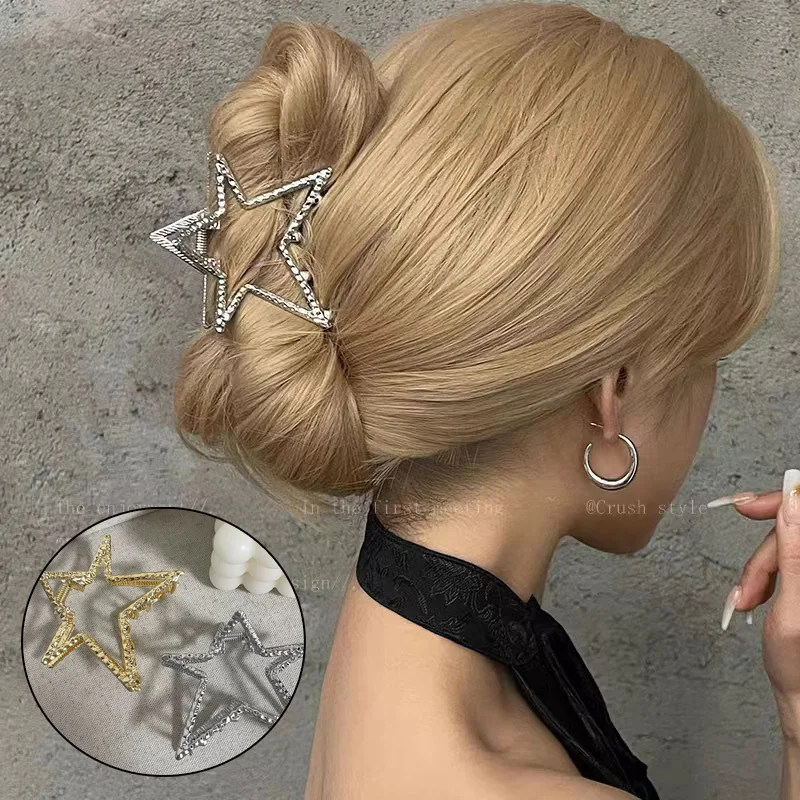 

Y2k Aesthetic Hollow Star Pentagram Hair Claws for Women Sweet Romantic Trend Hair Clip Japanese Harajuku Hair Accessories