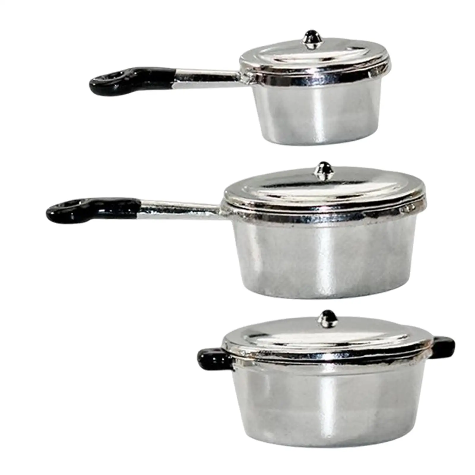 

3 1:12 Dollhouse Soup Pot Cookware Accessories for Living Room DIY