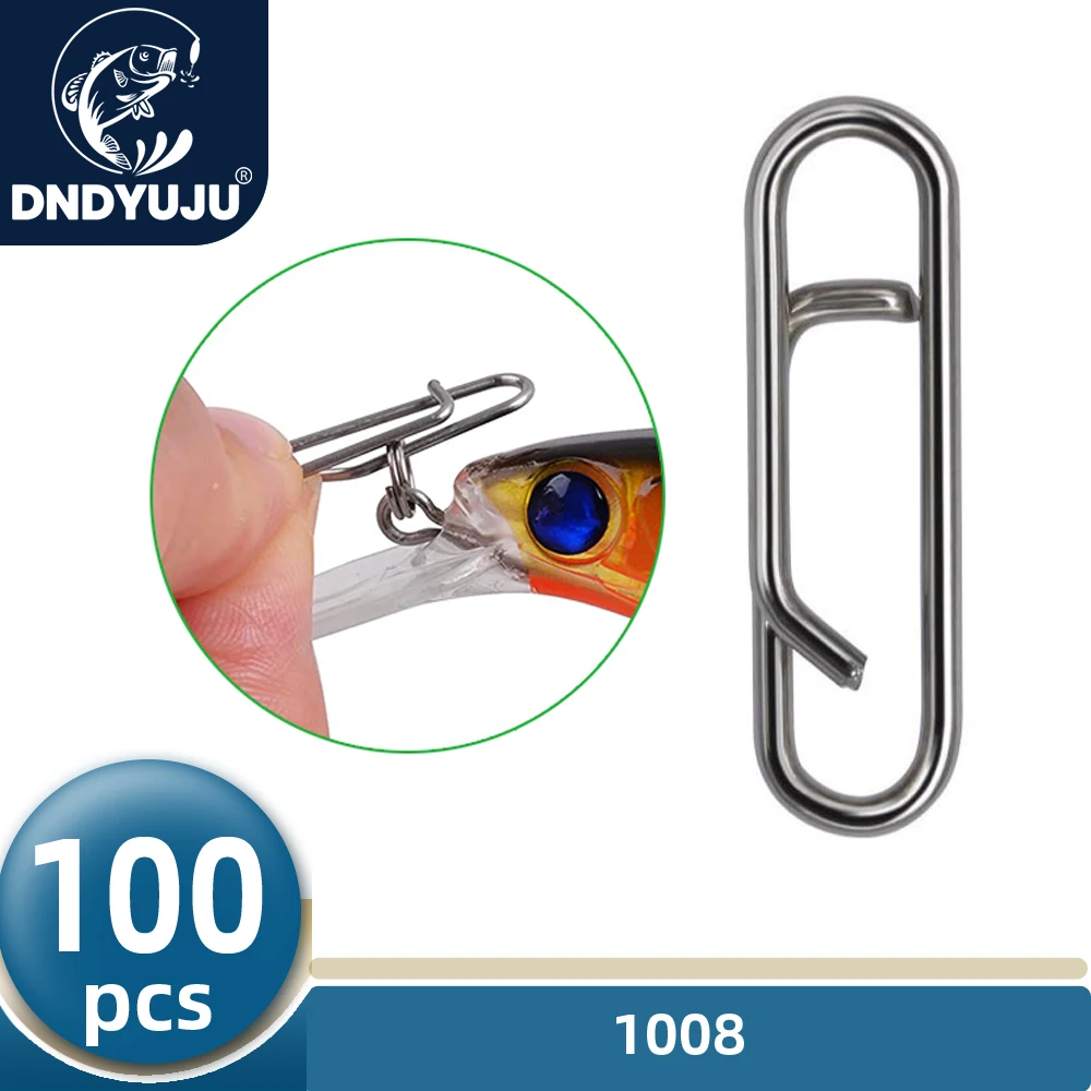 

DNDYUJU 100X Stainless Steel Fishing Safety Snaps Clip Interlock Line Terminal Tackle Angler's Power Clips Carp Rig Accessories