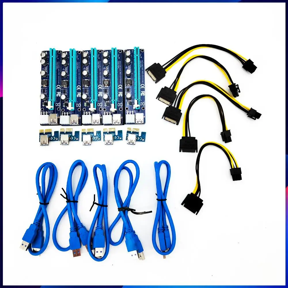 

5Pcs 60Cm 008C Pci-E Riser Card Pcie 1X To 16X Usb 3.0 Data Cable Graphics Mining Extension Adapter Card