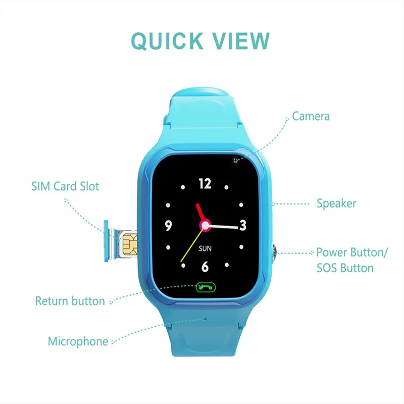 Kids Smart Watch 4G Phone Watch Family Video Call Lithium Battery 400mAH SOS LBS+WIFI Location Tracker Age 3-14 Child Smartwatch images - 6