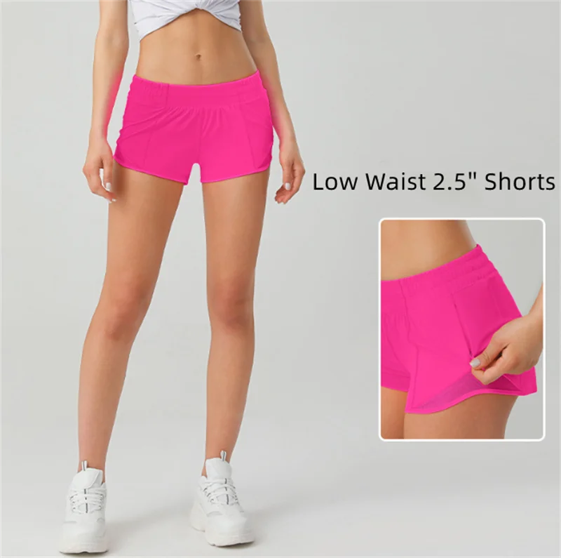 

Women Yoga Shorts 2.5" with Liner Side Zipper Pockeks Sports Shorts Running Short Exercise Workout Training Shorts