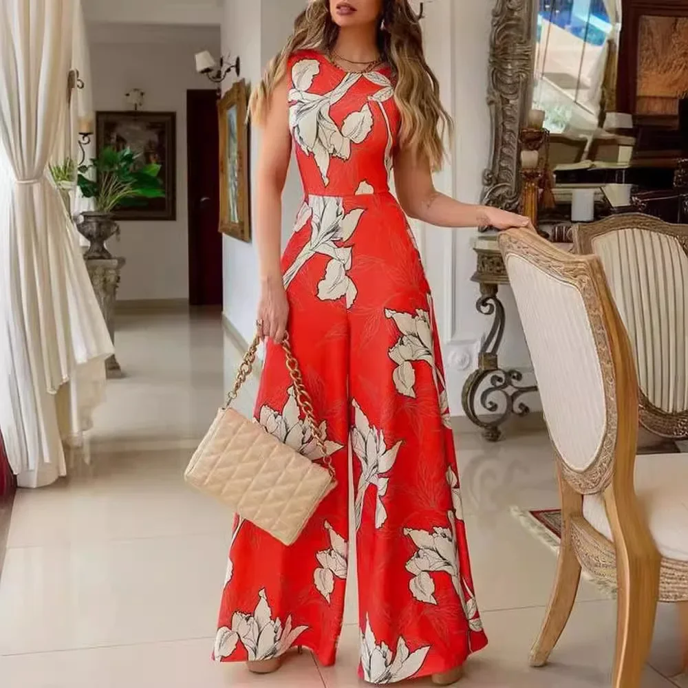 Женский комбинезон без рукавов Элегантный Фиолетовый с принтом и высокой талией