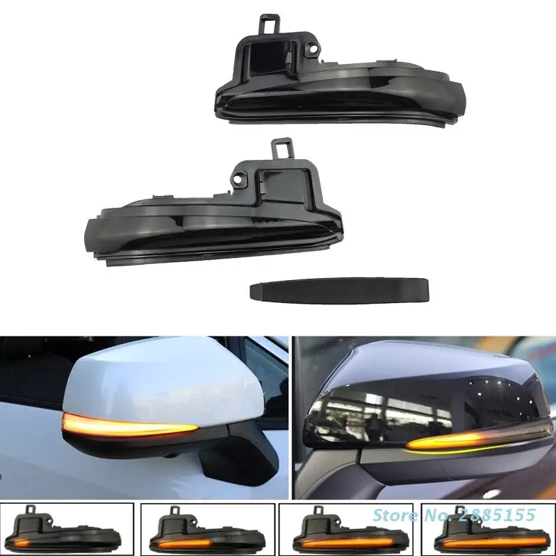 

2pcs LED Dynamic Side Wing Rear View Mirror Marker Turn Signal Lamp Indicator Sequential Blinker Lamp for RAV4 XA50 Velltire