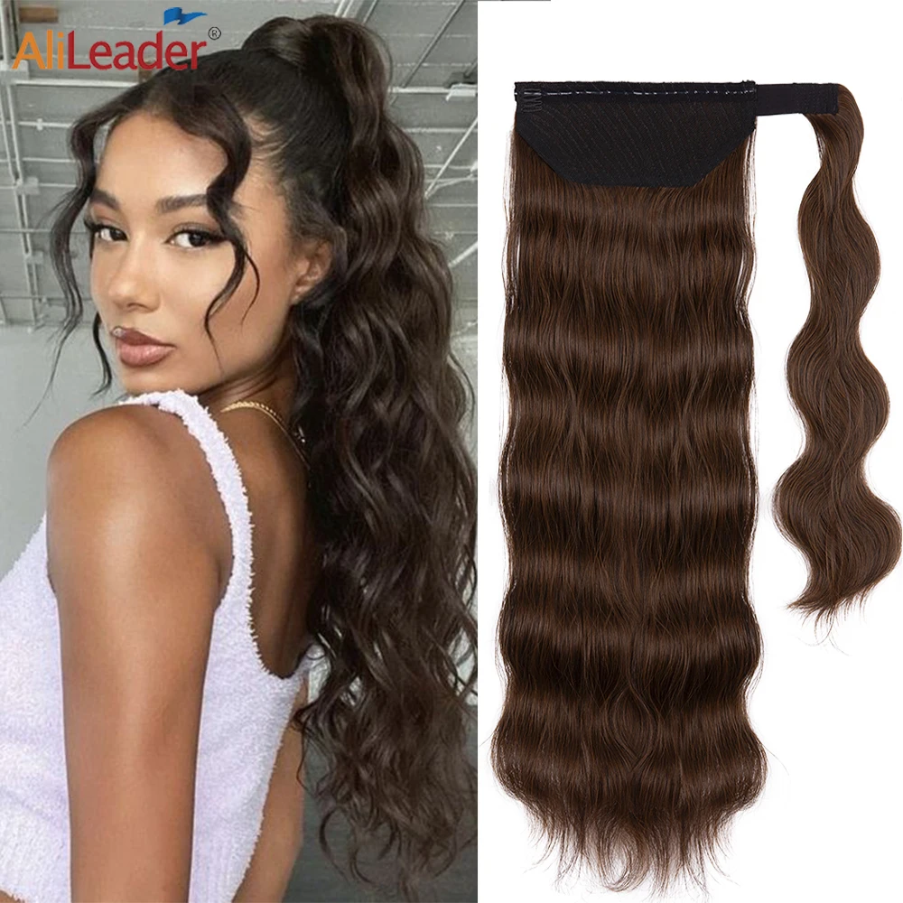 

26" Curly Wavy Ponytail Hair Extension Long Clip-On Hairpiece Natural Look Fake Hair Synthetic Ponytails High Quality Women Tail
