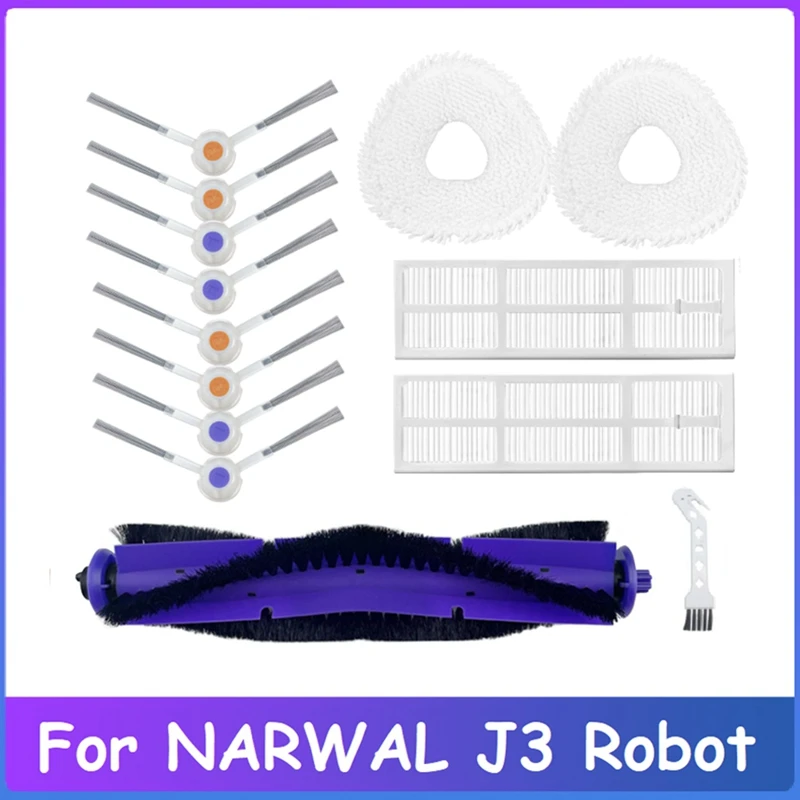 

14Pcs HEPA Filter Main Side Brush Mop Cloth For NARWAL J3 Robot Vacuum Cleaner Spare Parts Accessories