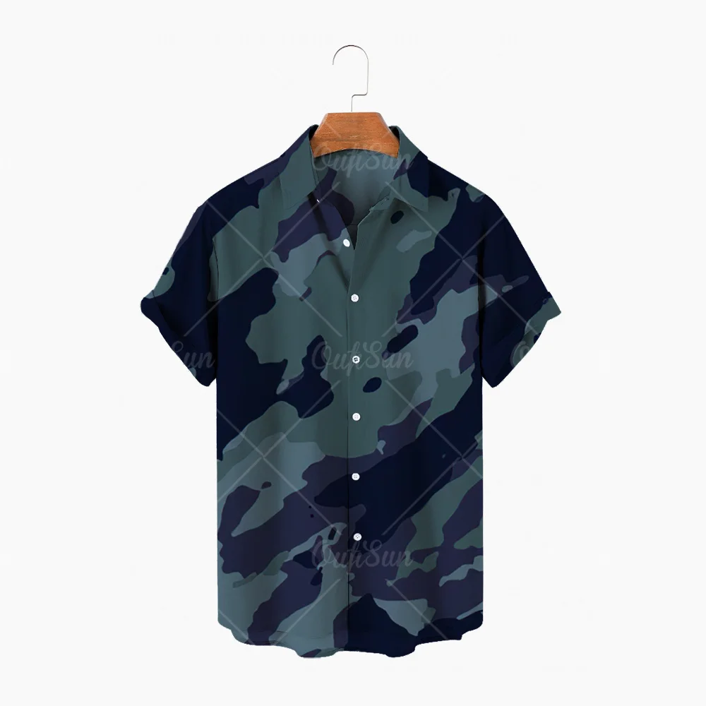 

2022 Men's shirt casual camouflage print Hawaiian shirt short sleeve button lapel shirt Harajuku summer men's shirt men's shirt