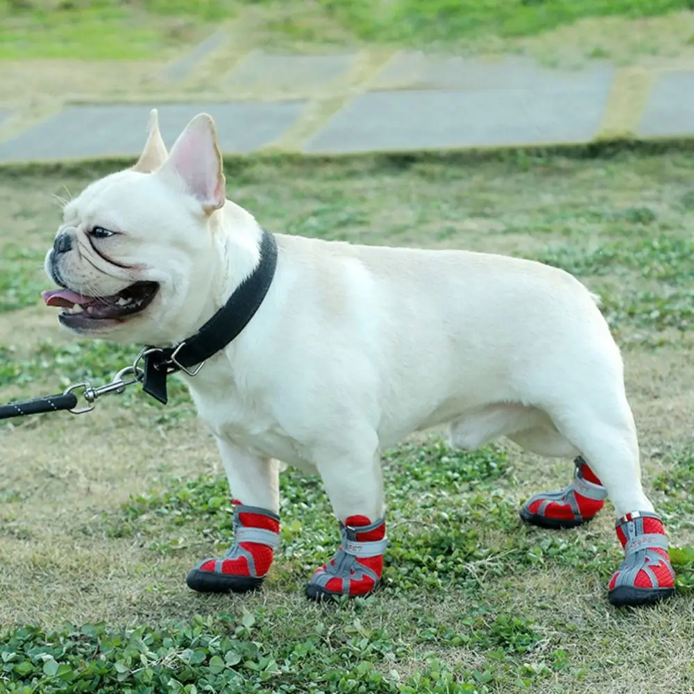 

4pcs/set Reflective Dog Anti-Slip Shoes Wear-Resistant Anti-Slip Pet Wear-Resistant Shoes Breathable with Zipper