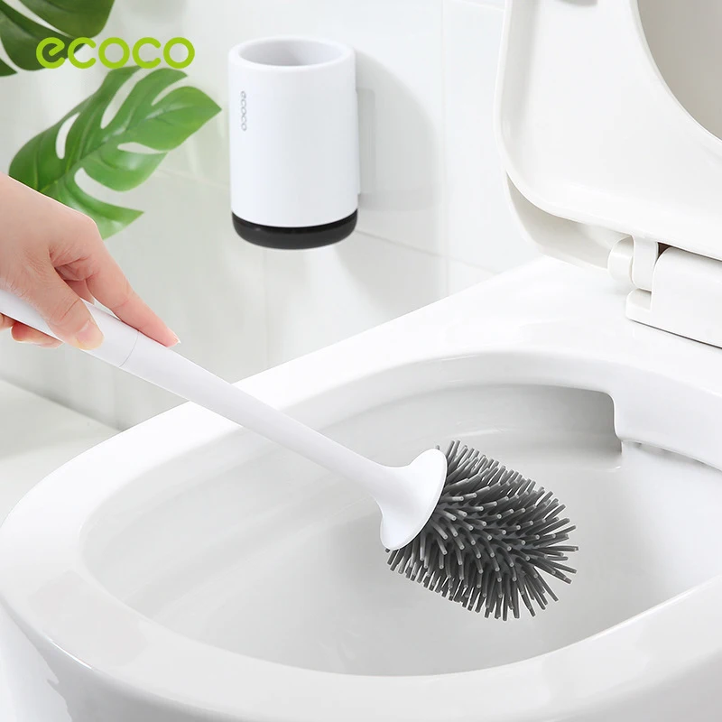 

Wall-mounted Toilet Brush Long Handle Soft Bristle Cleaning Brush No Dead Corner Toilet Brush with Base Bathroom Accessories
