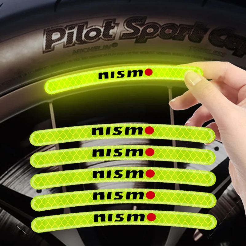 

Car Wheel Reflective Sticker Night Warning Strips For Nismo Emblem R34 GTR Nissan Tiida Sylphy Teana Note X-trail 1 2 Qashqa