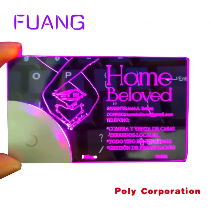 Laser cutting luminous wedding invitation card LED design Acrylic metal business card blank card NFC
