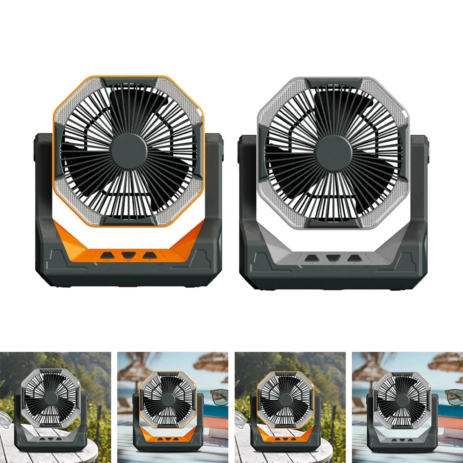 

2 in 1 Desk Fan Angle Height Adjustable Air Cooling Fan with Hook Camping Fan with LED Light Personal Fan for Home Backpacking