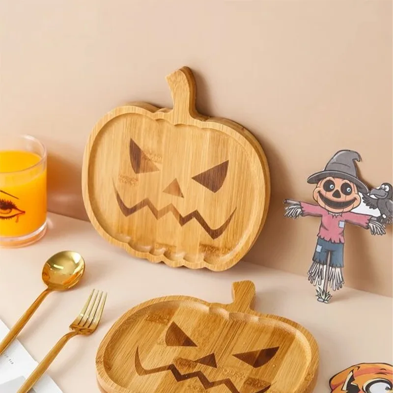 

Halloween Pumpkin Plate Halloween Wooden Pumpkin Tray Plate Home Decor Dinner Plate Decoration