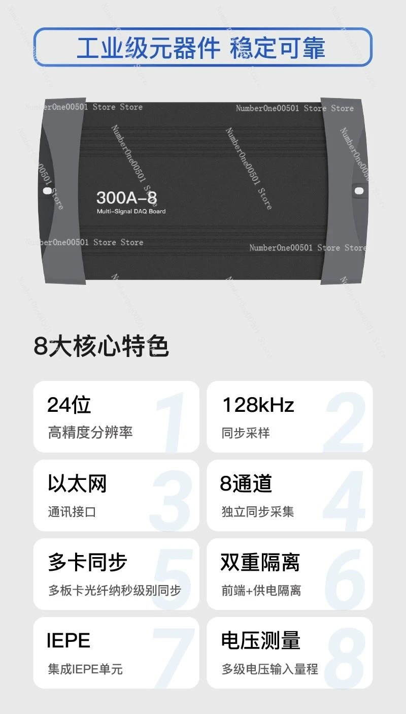 300A-8 24-битная карта сбора данных Ethernet с восемью каналами дискретизации частотой 128 кГц, наносекундная синхронизация (art.: 3920da263f81d) - 3920da263f81d