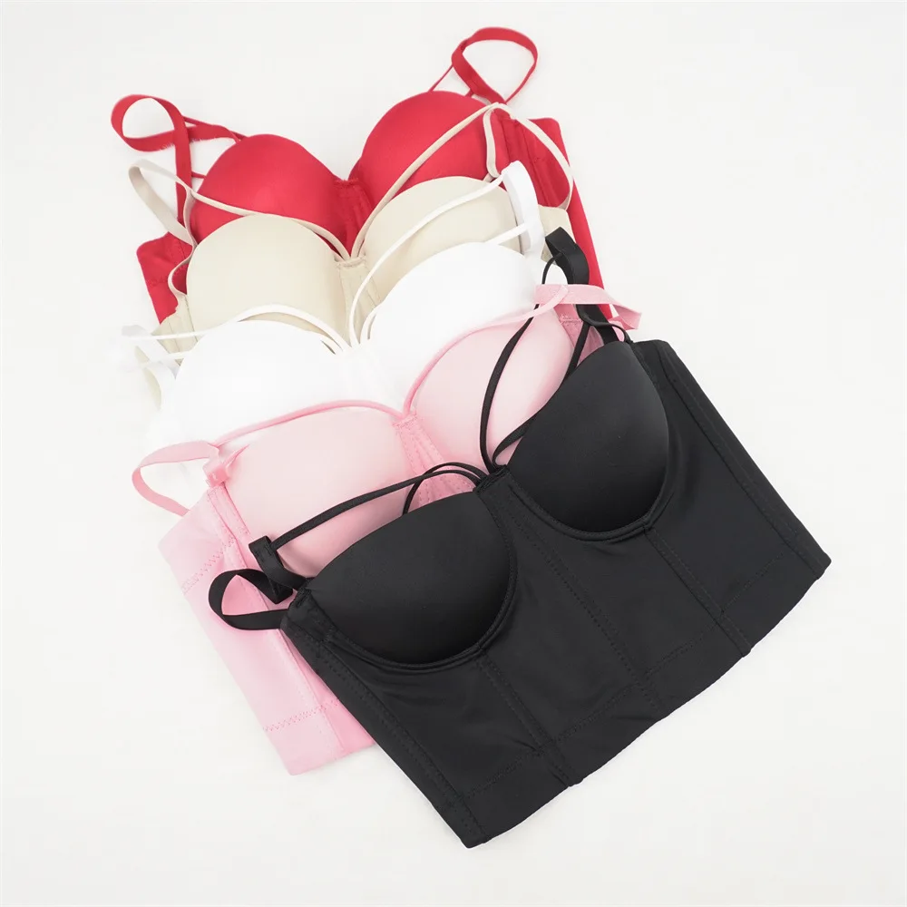 Женский укороченный топ пуш-ап без рукавов с открытыми плечами