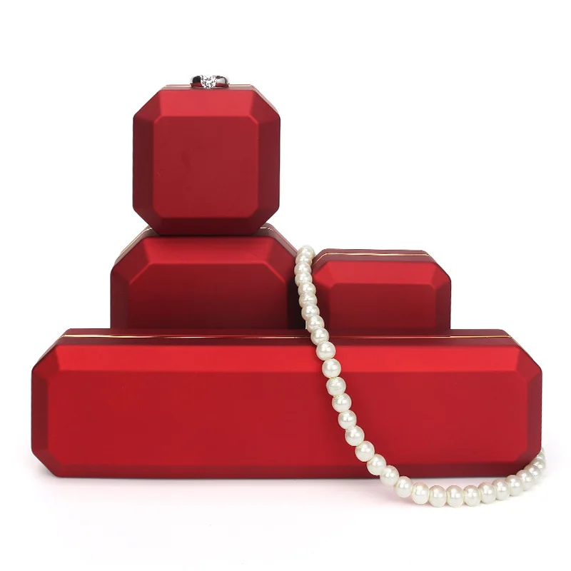 Large LED Light Jewellery Set Box Plastic Pearl Earring Necklace Jewelry Gift Storage Case with Lacquer Finish