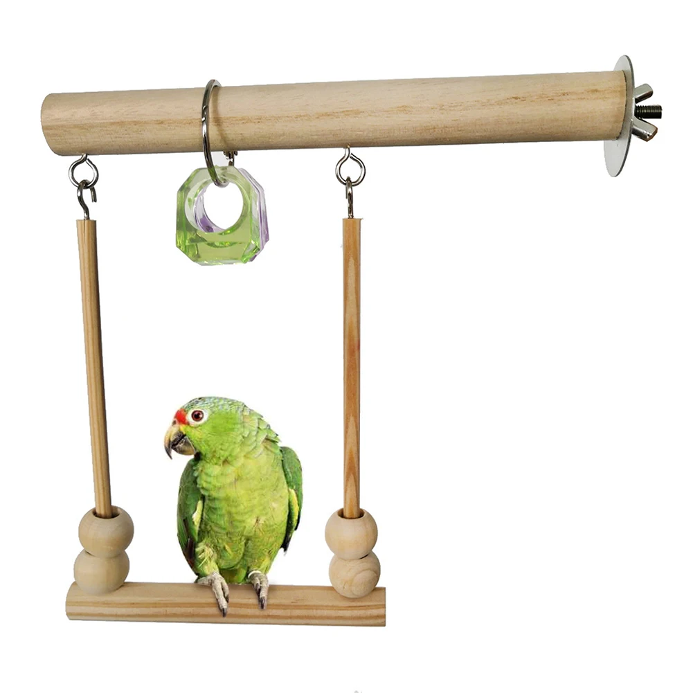 

Bird Swing Toy Wooden Parrot Perch Stand Playstand with Chewing Beads Cage Sleeping Stand Play Toys for Budgie Peony Birds