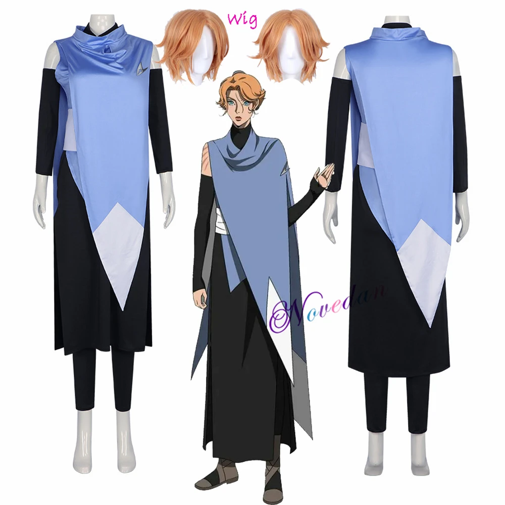 Костюм для женщин и девушек Castlevania Sypha Belnades Cospaly, парик, карнавальный костюм, униформа на Хэллоуин, синяя одежда для женщин