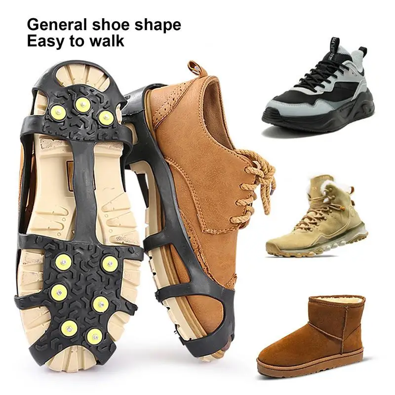 Ледяные захваты для обуви 9 зубьев кошки льда и снега легкие уличного снаряжения