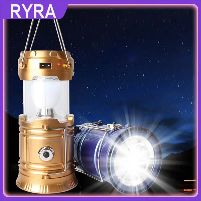 

Outdoor Solar Light USB Rechargeable LED Emergency Lights Portable Lanterns Tent Lamp Battery Lantern BBQ Hiking Camping Light