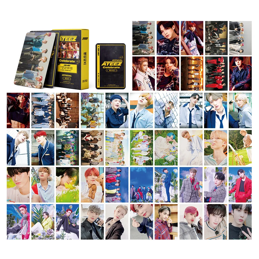 54pcs/set Kpop ATEEZ Lomo Cards High quality HD photocard for fans collection Gift K-pop ATEEZ Celebrate album Postcard
