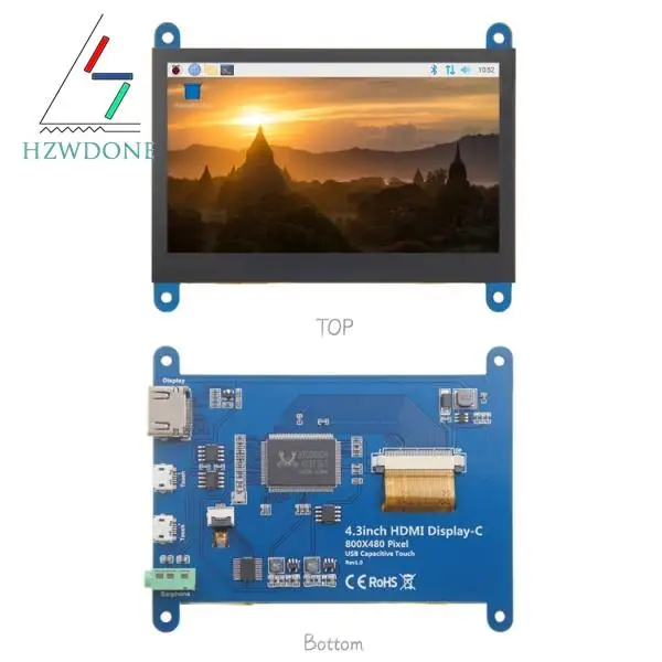 4 3 дюймовый Raspberry Pi HDMI дисплей 3B +/4B USB емкостный сенсорный экран |