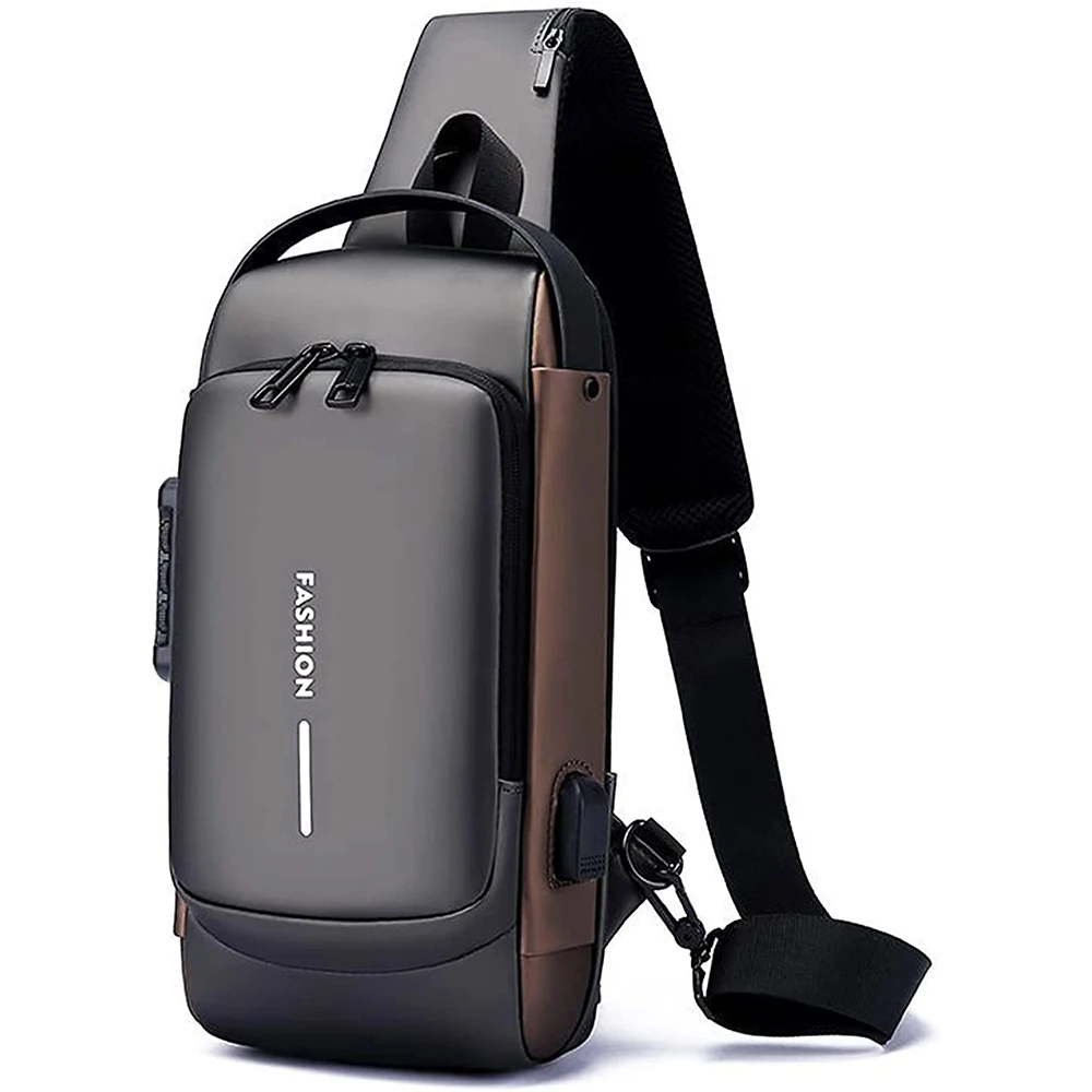 Anti Theft Crossbody Sling Bag,Waterproof Chest Daypack with USB Charging, Shoulder Messenger Bag Backpack for Men Women